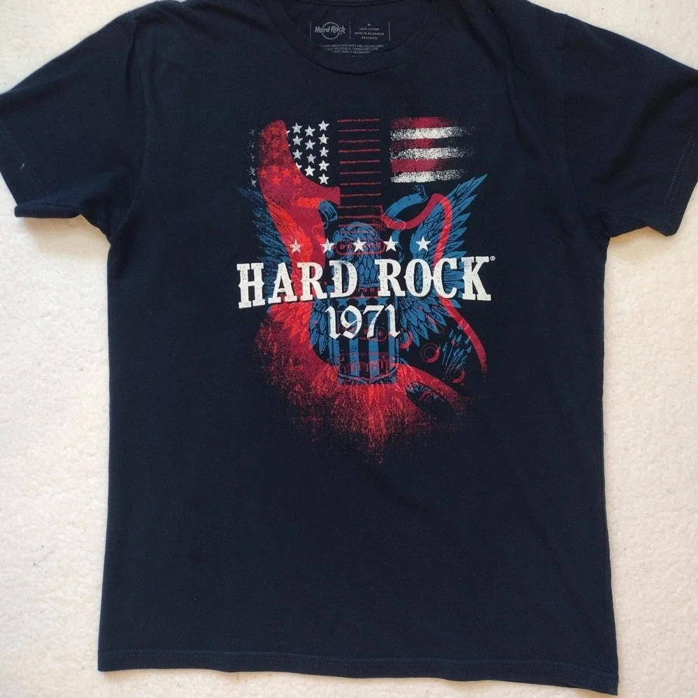 Hard Rock American Eagle Guitar Tee Navy Men's‎ M